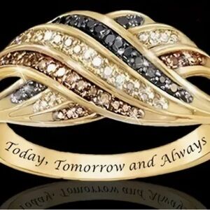 TriColor Ring Rhinestone and Topaz Accents